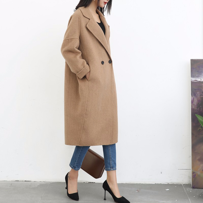 Fashion long Single button double Wool Coat Women soild Winter jacket loose autumn Wholesale price 201102