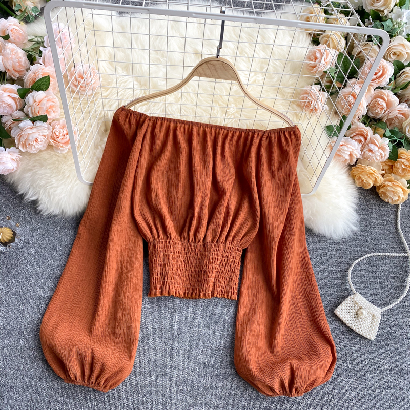 2021 New Sexy singiny off the shoulder feminine blouse slash neck puff elastic ruched Autumn thin fashion streetwear short tops S5MV, White
2021 New Sexy singiny off the shoulder feminine blouse slash neck puff elastic ruched Autumn thin fashion streetwear short tops S5MV, White