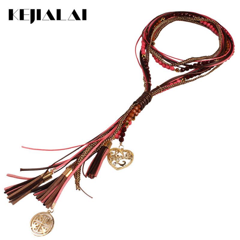 KEJIALAI Vintage Tassel Chain Necklace Ethnic Bohemian Fashion Rope Leather Multilayer Long Necklace Collier Heart QD-N3151
KEJIALAI Vintage Tassel Chain Necklace Ethnic Bohemian Fashion Rope Leather Multilayer Long Necklace Collier Heart QD-N3151