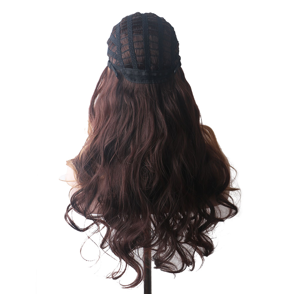 Mix color curly wig WoodFestival Brown wigs Long ombre blonde wavy synthetic hair Women cosplay