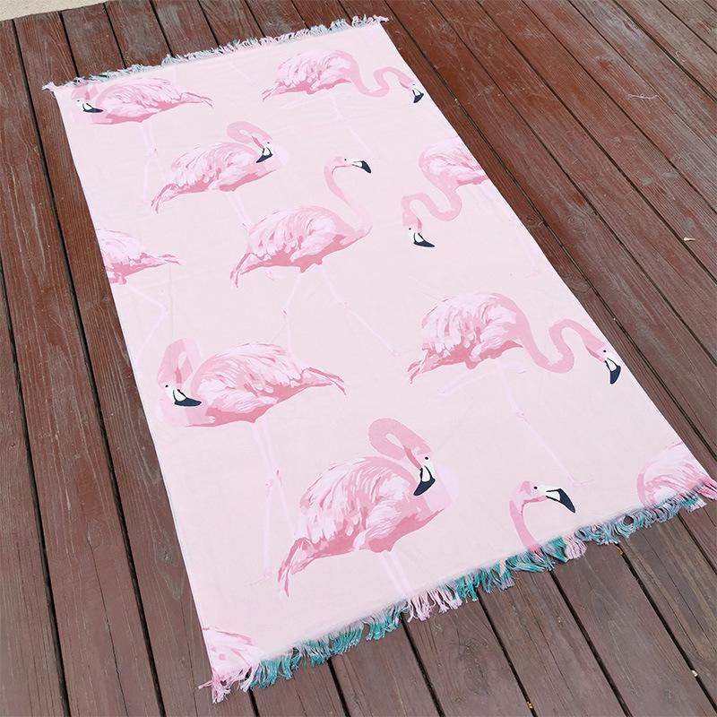 185*100cm Thick Large beach towel flamingo double-layer Cotton fabric double-sided printing with tassel bath towel For Adult
185*100cm Thick Large beach towel flamingo double-layer Cotton fabric double-sided printing with tassel bath towel For Adult