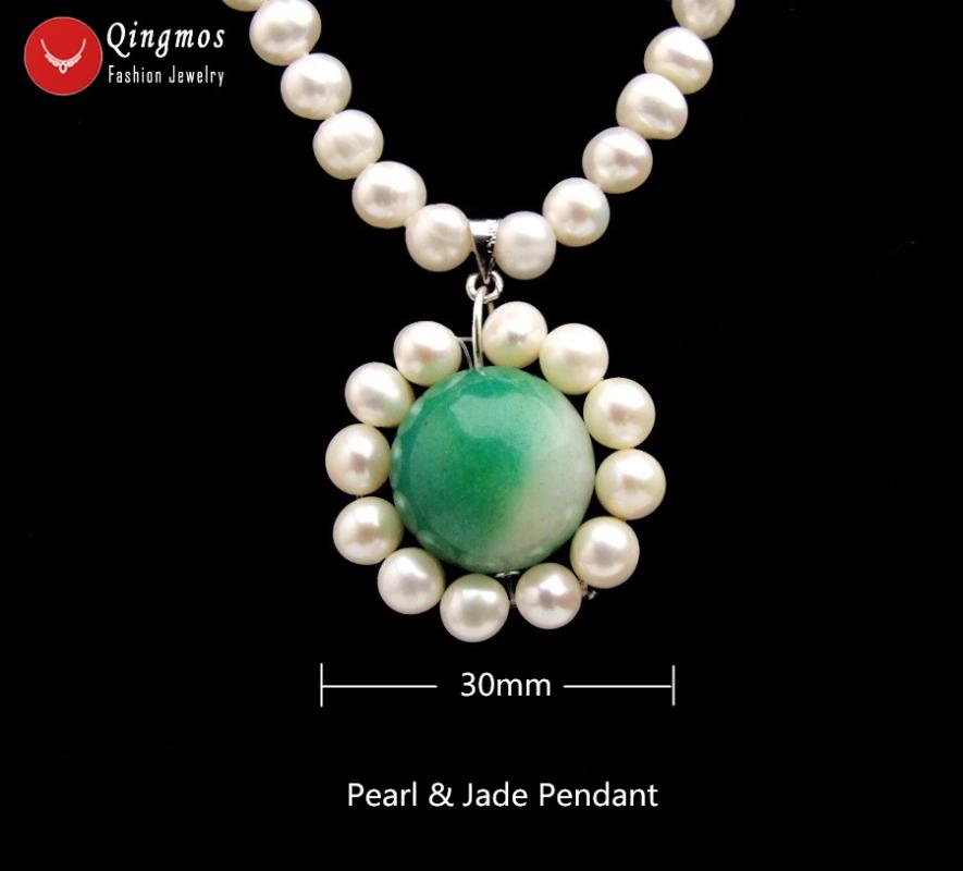 Qingmos Trendy 30mm Pendant Necklace for Women with 6-7mm White Natural Pearl Necklace 18mm Green Stone 17" Chokers
Qingmos Trendy 30mm Pendant Necklace for Women with 6-7mm White Natural Pearl Necklace 18mm Green Stone 17" Chokers