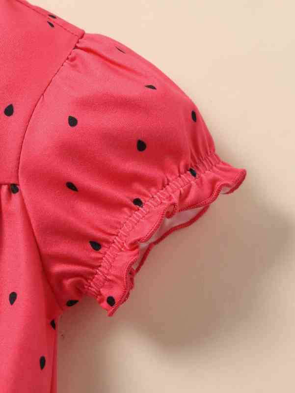 Baby Dalmatian Print Button Up Puff Sleeve Romper SHE