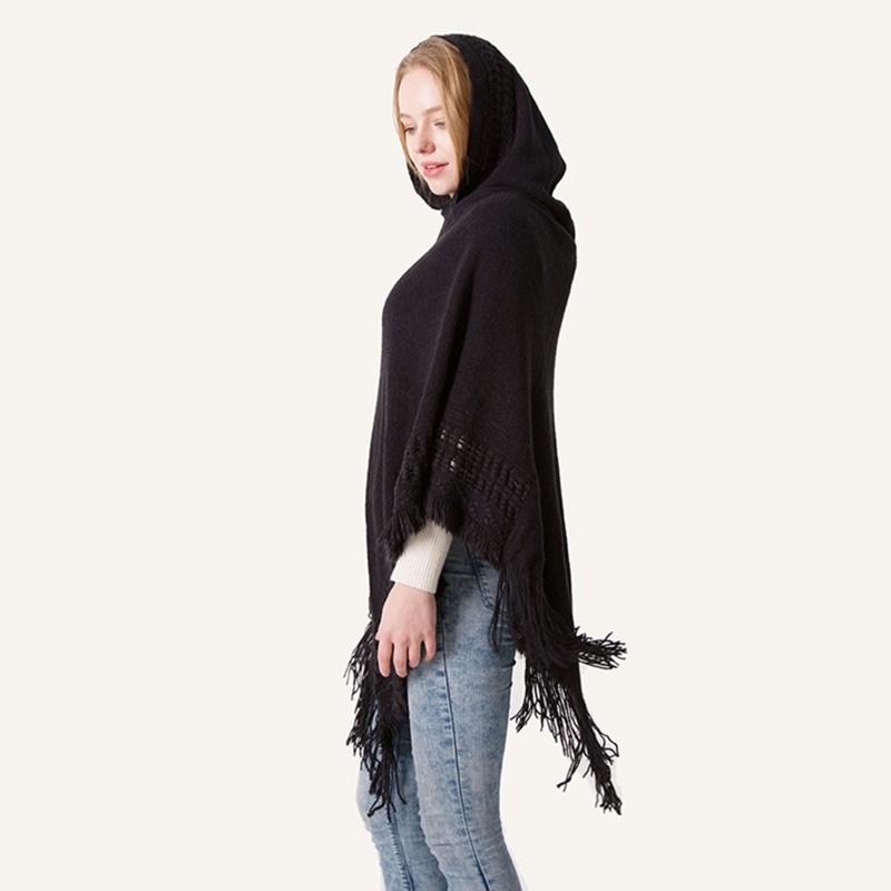 Women Winter Knitted Hooded Poncho Cape Solid Color Crochet Fringed Tassel Shawl Wrap Oversized Pullover Cloak Sweater
Women Winter Knitted Hooded Poncho Cape Solid Color Crochet Fringed Tassel Shawl Wrap Oversized Pullover Cloak Sweater
