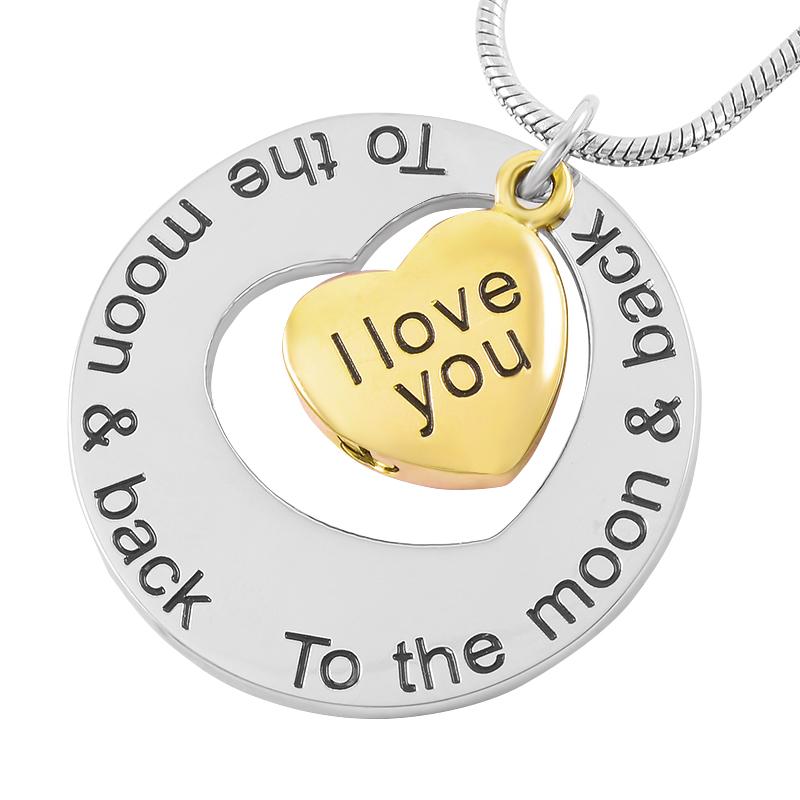 IJD9447 Stainless Steel Cremation Jewelry I Love You to The Moon and Back Heart Pendant for Ashes Urn Memorial Keepsake Necklace
IJD9447 Stainless Steel Cremation Jewelry I Love You to The Moon and Back Heart Pendant for Ashes Urn Memorial Keepsake Necklace