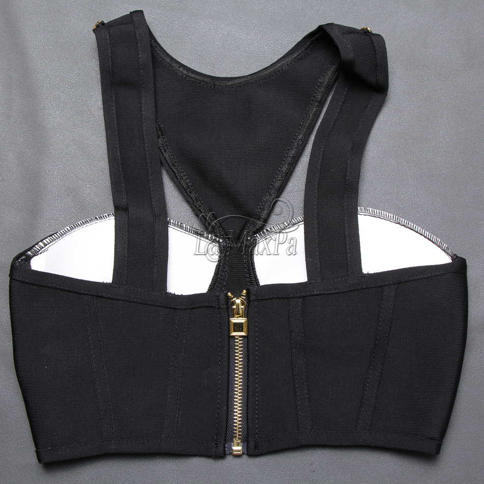 Autumn New Sleeveless Strapless Backless O Neck Women Jackets Hollow Out Sexy Chains Club Bodycon Black Jackets Vestidos 201017