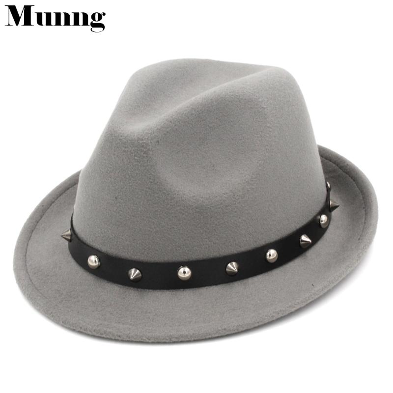 Wide Brim Hats Munng Unisex Adult Fedora Hat Upturn Wool Blend Trilby Cap Punk Leather Band, Black
Wide Brim Hats Munng Unisex Adult Fedora Hat Upturn Wool Blend Trilby Cap Punk Leather Band, Black
