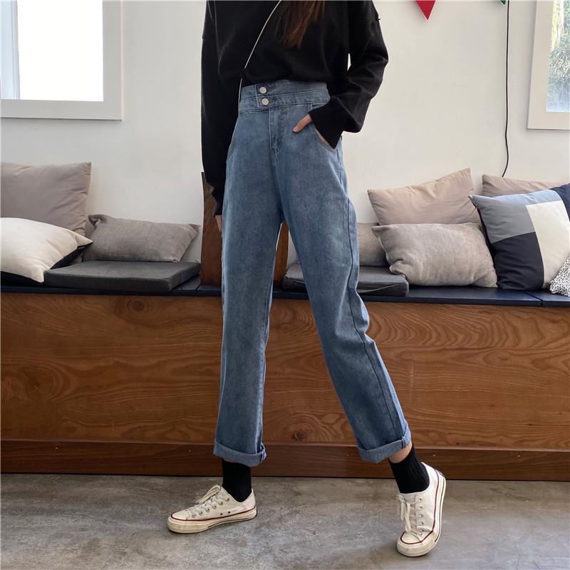 2020 Spring Summer New Retro High Waist Straight Trousers Daddy Pants Streetwear Frayed Single-breasted Ins Jeans Plus Size, Blue
2020 Spring Summer New Retro High Waist Straight Trousers Daddy Pants Streetwear Frayed Single-breasted Ins Jeans Plus Size, Blue