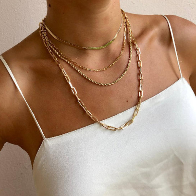 Fashion Paperclip Link Chain Women Necklace Stainless Steel Gold Color Chain Necklace For Women Men Jewelry Gift 220315