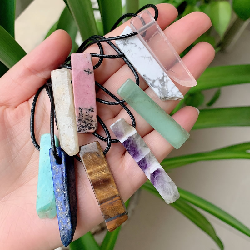 Irregular Raw Quartz Pendulum Natural Stone Pendant Necklace Amethysts Amazonite Citrines Lapis Pink Crystal Necklace Healing