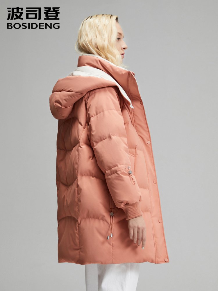 BOSIDENG women detachable hat 90%white duck down jacket mid-long slim women coats winter windproof thick snow outwear B90141360 201019