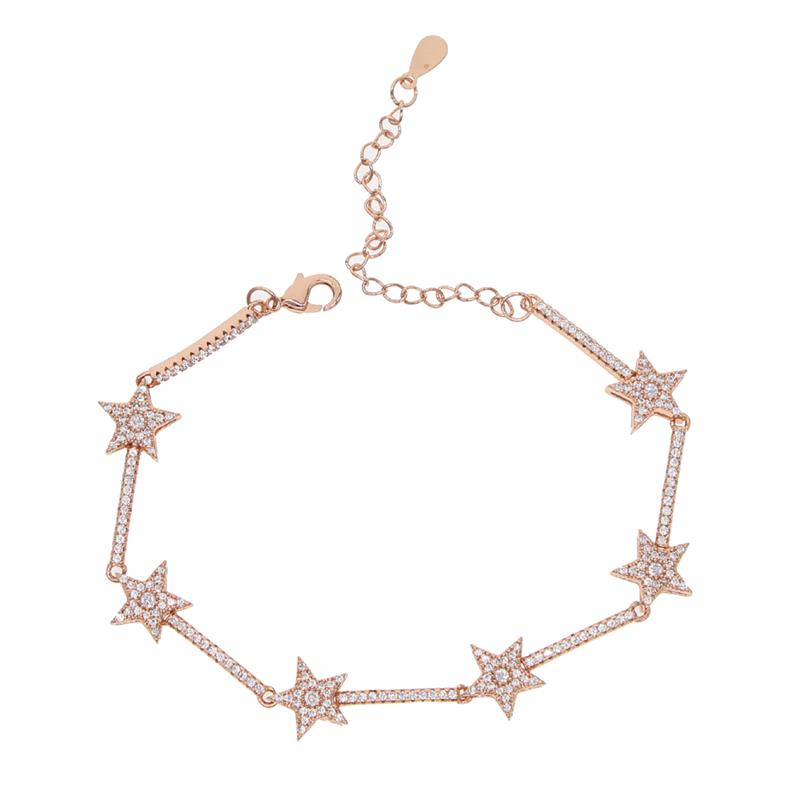2021 Christmas gift jewelry rainbow cz star bracelet for girl women extend chain classic star design jewelry wholesale