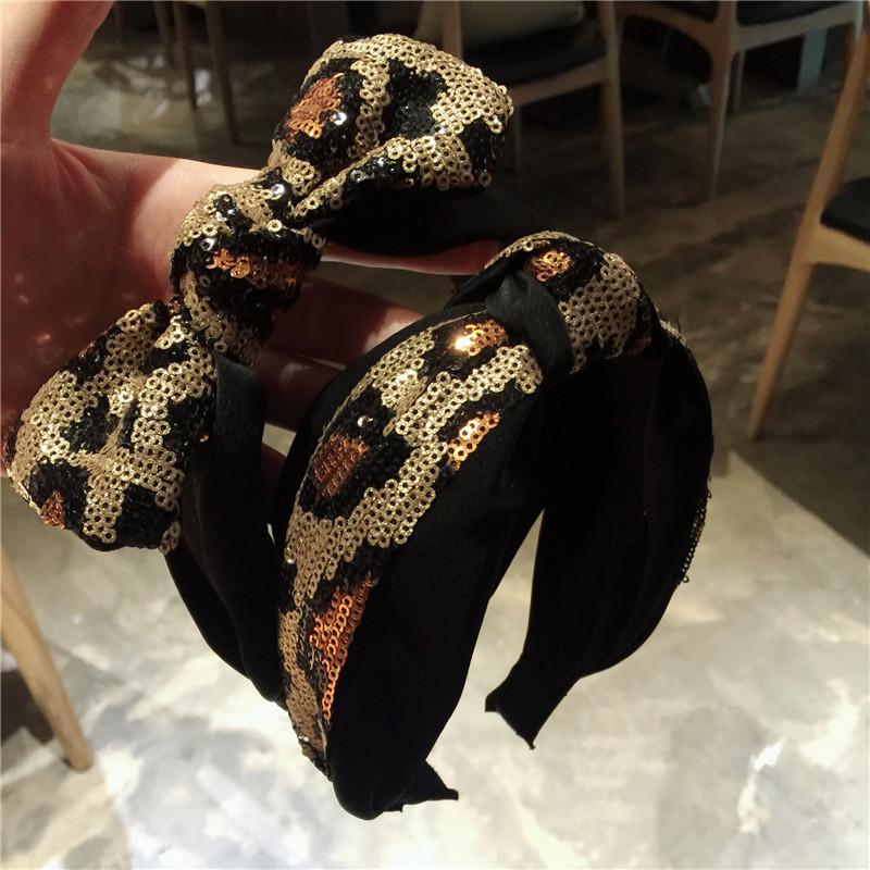 Leopard Sequin Bows Hairbands For Women Hair Accessories For Girls Hair Band Crown Flower Headbands Women