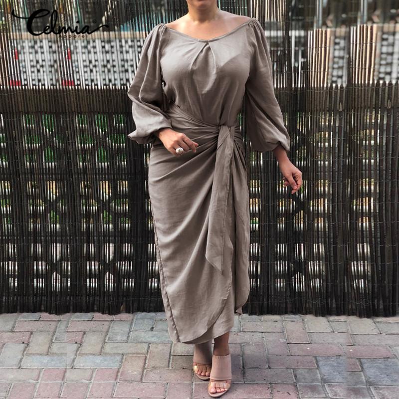 Women Maxi Long Dress Celmia Lantern Sleeve Asymmetrical Elegant Party Dresses Casual Loose Pleated Long Vestidos Belted Robe, Black
Women Maxi Long Dress Celmia Lantern Sleeve Asymmetrical Elegant Party Dresses Casual Loose Pleated Long Vestidos Belted Robe, Black