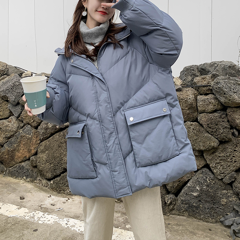 Woman Parkas Plus Size Winter Warm Thick Hooded Coat Pocket Padded Bubble Puffer Jacket Loose Casual Preppy Parka Outwear 201217