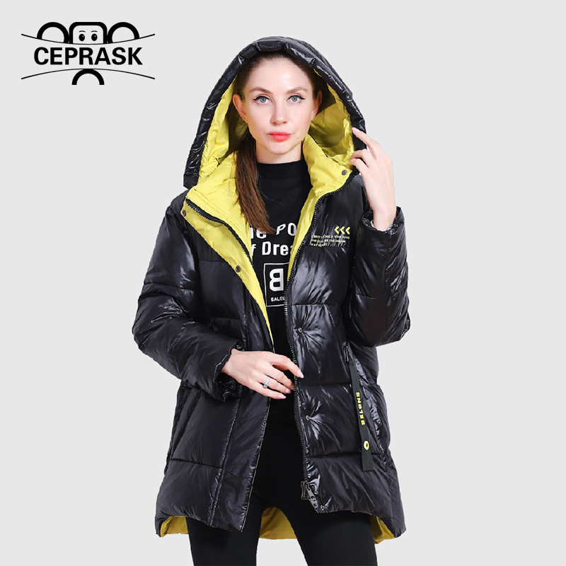 CEPRASK New Winter Jacket Women Casual Loose Thick Parkas Plus Size Fashion Bright Colors Hooded Warm Winter Coat Outerwear 201217