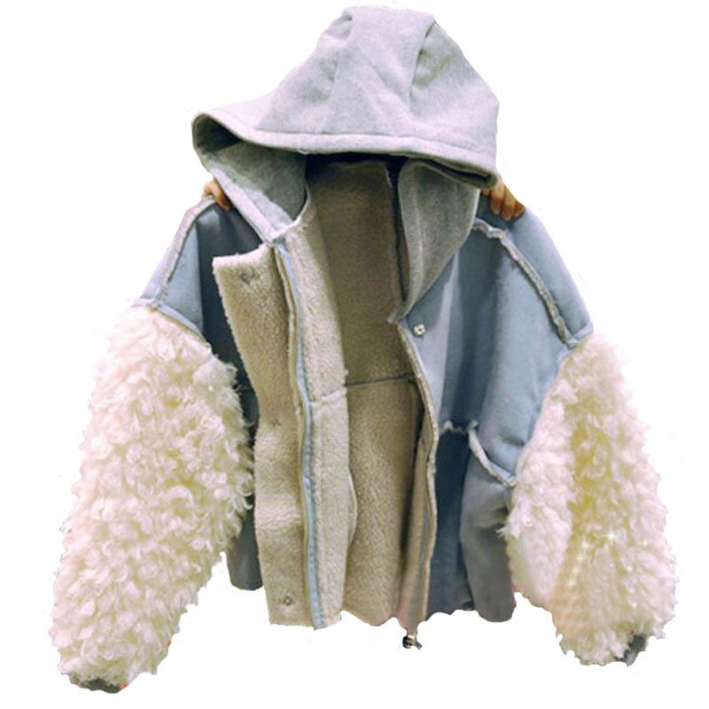 Bomber Jacket Wool Suede Stitching Lambs Coat Wool Locomotive Faux Fur Hooded Long Batwing Sleeved Warm Cardigan 2020 New, Blue
Bomber Jacket Wool Suede Stitching Lambs Coat Wool Locomotive Faux Fur Hooded Long Batwing Sleeved Warm Cardigan 2020 New, Blue