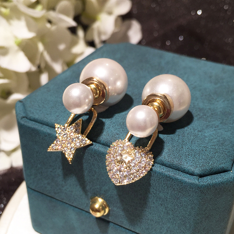 Lovely pretty diamond star heart charms Fashion unique luxury designer pearl stud earrings for woman front and back 925 silver post, Golden;silver
Lovely pretty diamond star heart charms Fashion unique luxury designer pearl stud earrings for woman front and back 925 silver post, Golden;silver