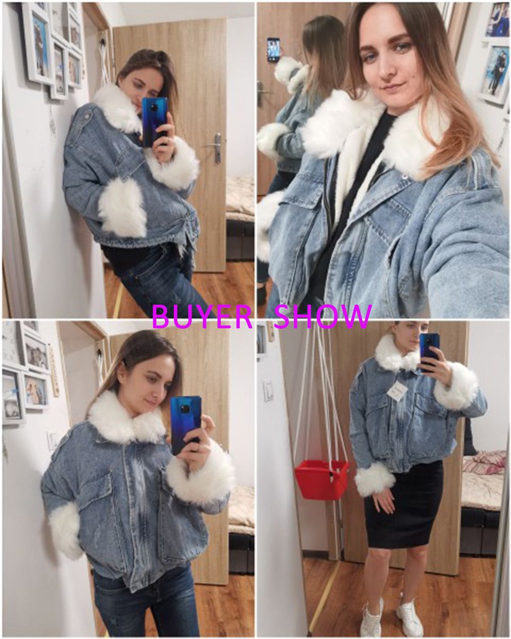 Jean Jacket Women Denim Casual Jacket Women Long Sleeve Short Thick Warm Coats Winter Outwear Office Ladies Solid Streetwear 201210