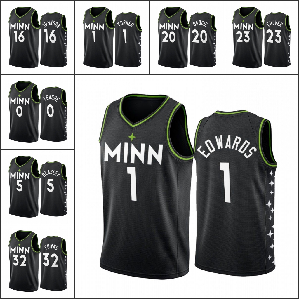 Minnesota Timberwolves Men Jeff Teague Karl-Anthony Towns Anthony Edwards 2020-21 Black City Edition New Uniform Jersey
Minnesota Timberwolves Men Jeff Teague Karl-Anthony Towns Anthony Edwards 2020-21 Black City Edition New Uniform Jersey