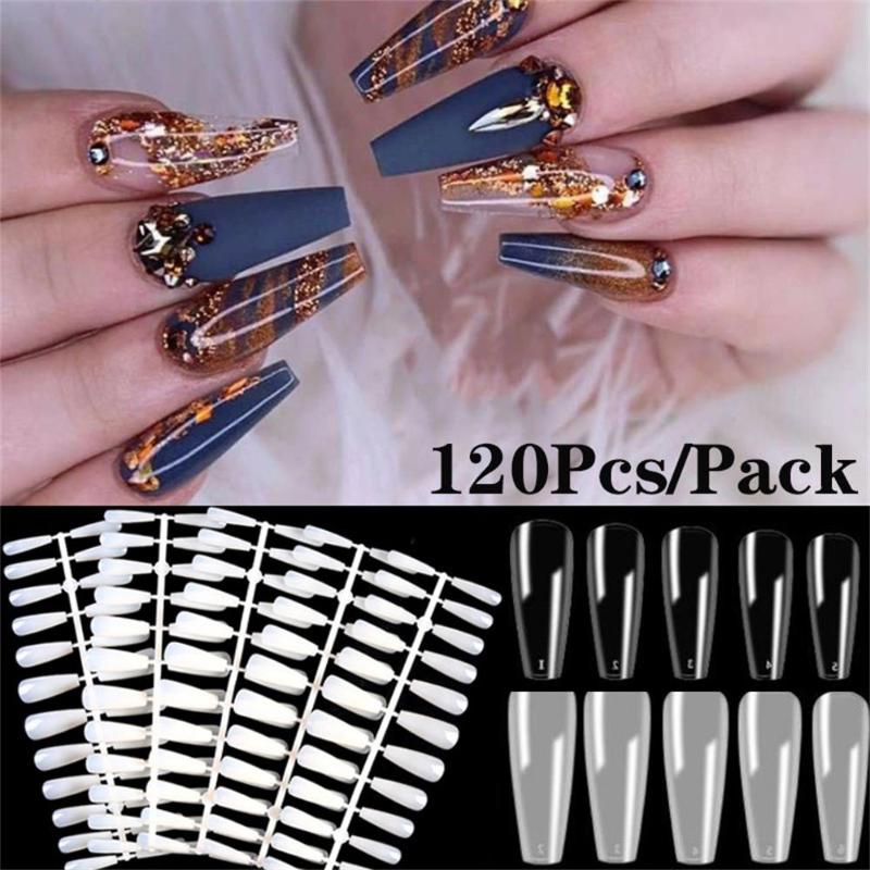 120Pcs False Coffin Nails Ballerina Fake Nails Flat Shape Nail Art Tips Natural Clear Full Cover DIY Manicure Extension Tools, 02
120Pcs False Coffin Nails Ballerina Fake Nails Flat Shape Nail Art Tips Natural Clear Full Cover DIY Manicure Extension Tools, 02