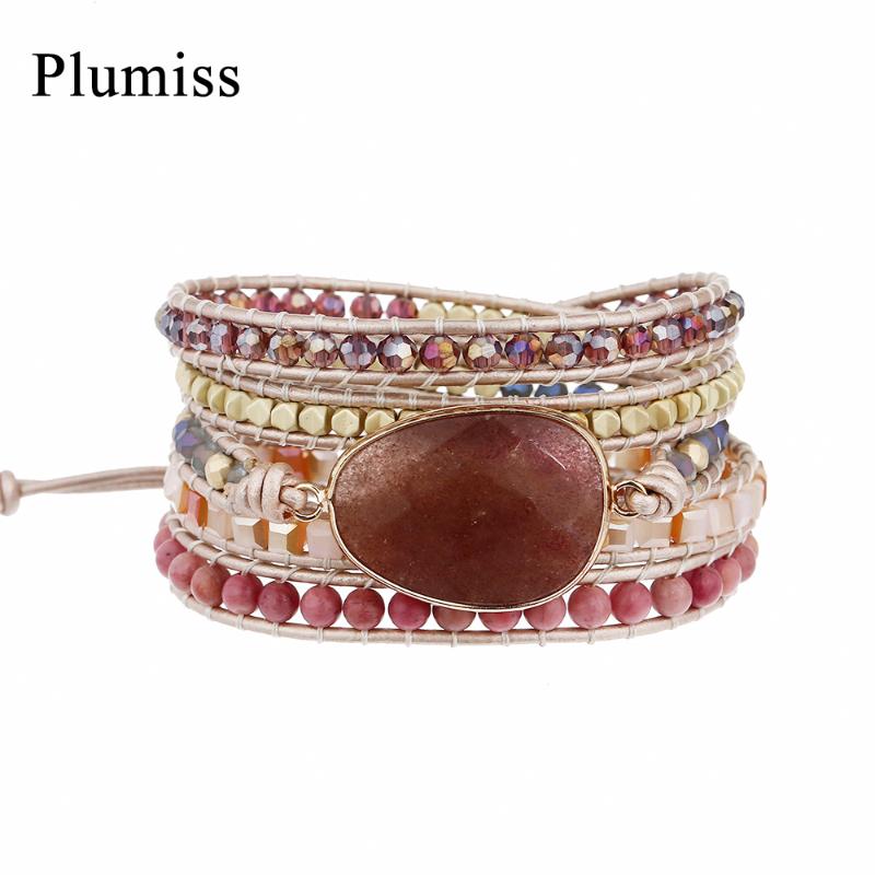Plumiss Strawberry Quartzs Wrap Bracelets Natural Stone Hematite Rhodonite Boho Bracelet for Women Claret Red Crystal Jewelry
Plumiss Strawberry Quartzs Wrap Bracelets Natural Stone Hematite Rhodonite Boho Bracelet for Women Claret Red Crystal Jewelry