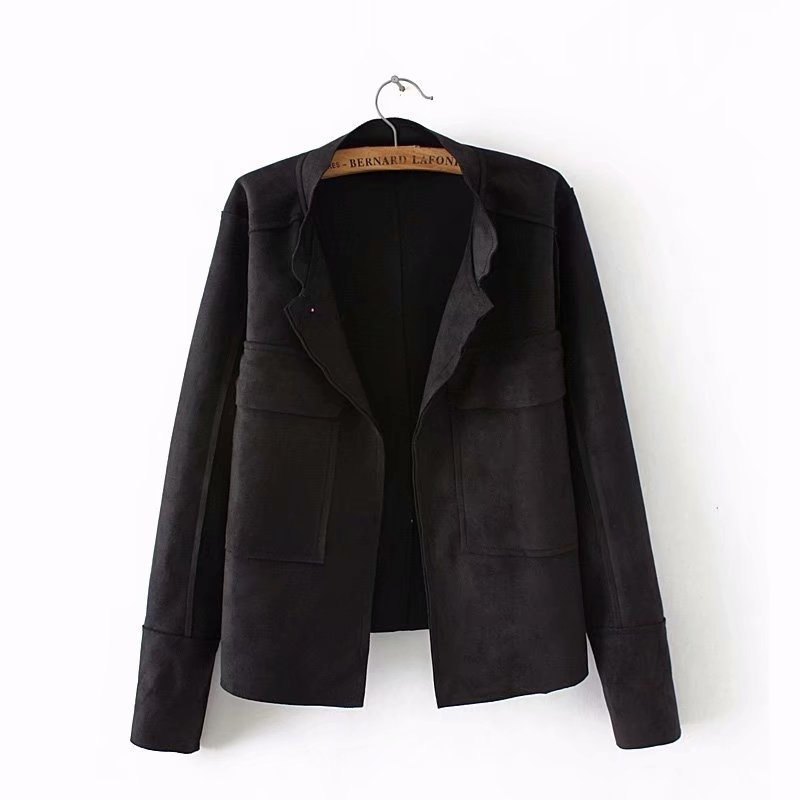 Casual Women Jackets Suede Coats Plus Size XXXL Solid Short Style Pockets Open Stitch Jacket Outerwear SWM1205 201026