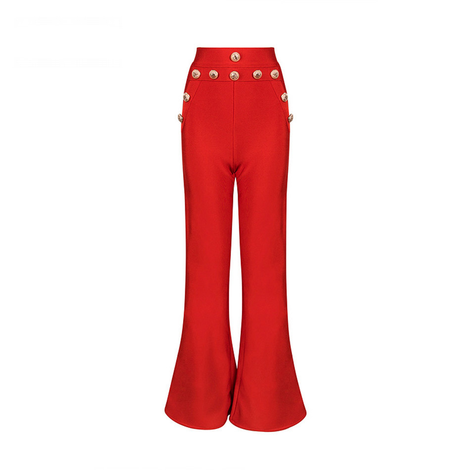 Seamyla New Summer Flare Pants Women Sexy Skinny Pant High Waist White Red Black Trousers Party Bodycon Bandage Pants Long 201106