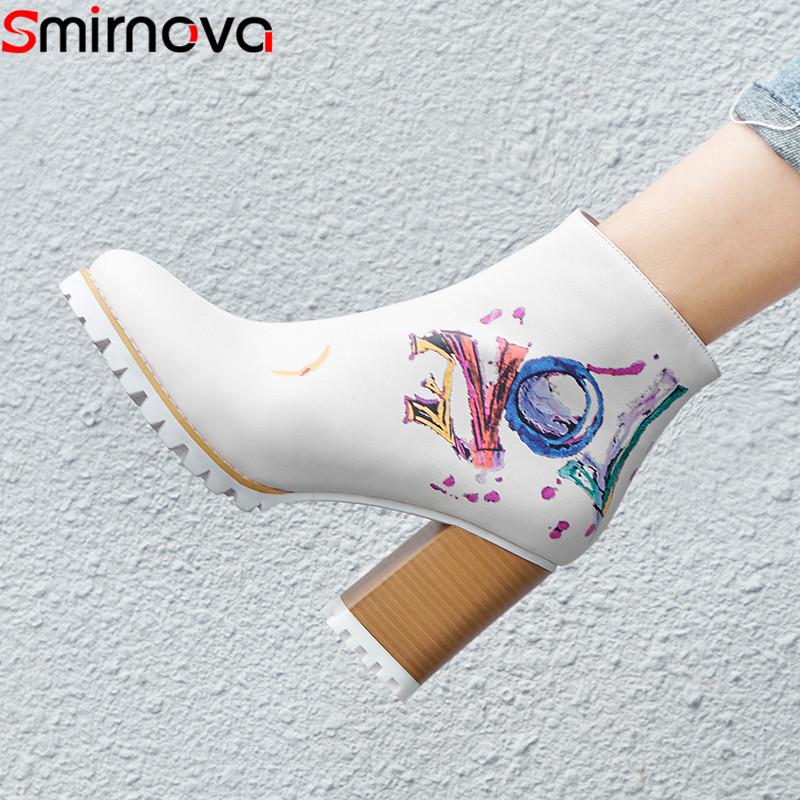 Smirnova big size fashion ankle boots for women round toe zip genuine leather boots high heels shoes women autumn winter, Beige
Smirnova big size fashion ankle boots for women round toe zip genuine leather boots high heels shoes women autumn winter, Beige