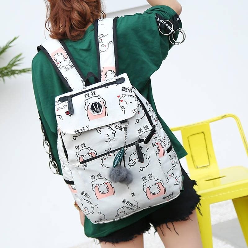 3piece/set School Bags for Teenager Girls Kids Cartoon Student Backpack Canvas Child Schoolbags Women School Backpack Male LJ200918