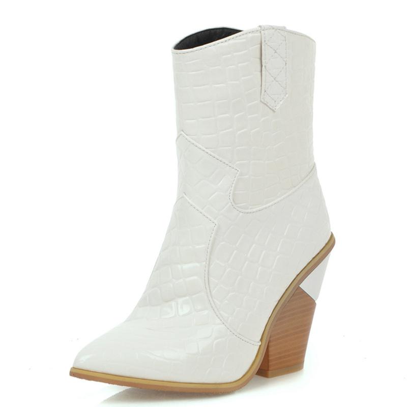 White Ankle Boots Women Pu Leather Wedges High Heels Western Boots Pointed Toe Slip-on Fashion Winter Short Woman Shoes, Black
White Ankle Boots Women Pu Leather Wedges High Heels Western Boots Pointed Toe Slip-on Fashion Winter Short Woman Shoes, Black