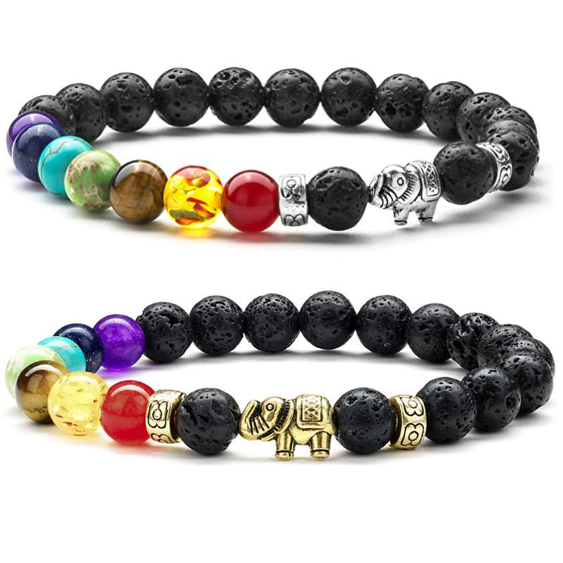 Creative new product: molten rock Beaded seven chakra elephant bracelet for men and women with white pine
Creative new product: molten rock Beaded seven chakra elephant bracelet for men and women with white pine