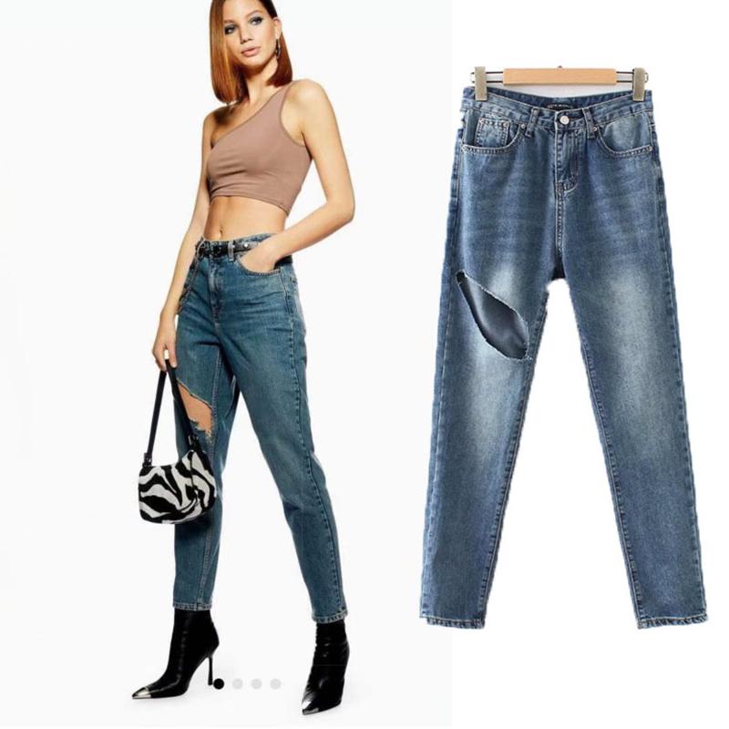Ripped Jeans For Women High Waisted Blue Stretch Boyfriend Skinny Vintage 2020 Denim Pants Elastic Zipper Asymmetry 0104, Sky blue 
Ripped Jeans For Women High Waisted Blue Stretch Boyfriend Skinny Vintage 2020 Denim Pants Elastic Zipper Asymmetry 0104, Sky blue