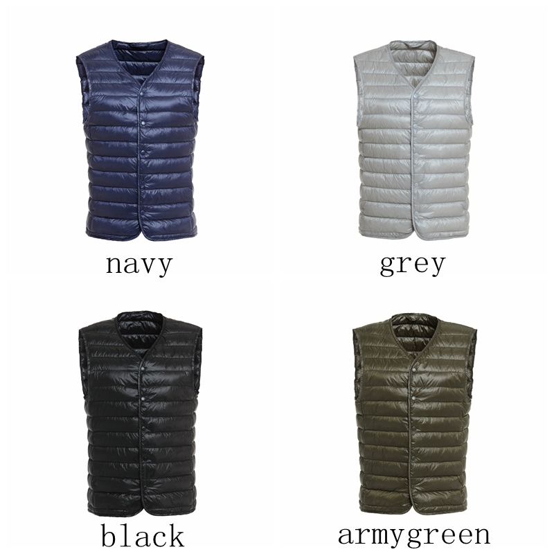 NewBang Mens Down Vest Ultra Light Down Vest Men V-neck Sleeveless Spring Autumn Waistcoat Winter Without Collar Warm Liner 201223