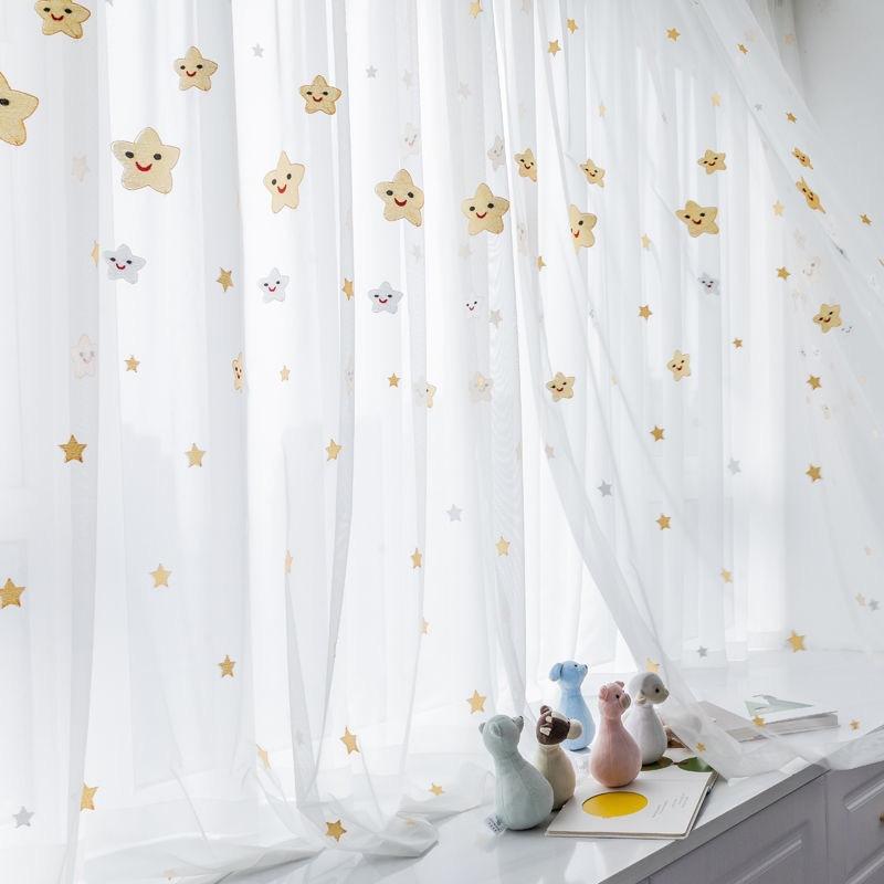 Yellow Embroidered Star Tulle Curtains For Living Room Modren Window Screen Tulle for Children Bedroom JK216Z, White
Yellow Embroidered Star Tulle Curtains For Living Room Modren Window Screen Tulle for Children Bedroom JK216Z, White