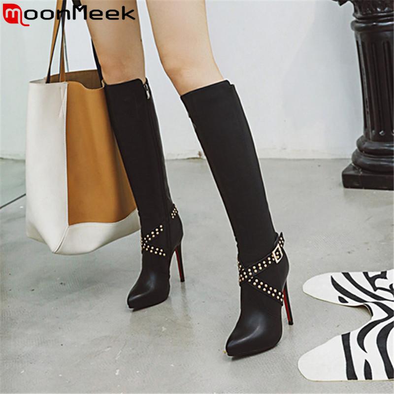 MoonMeek big size 34-43 fashion knee high boots women pointed toe super high heels autumn winter boots rivet prom women, Black
MoonMeek big size 34-43 fashion knee high boots women pointed toe super high heels autumn winter boots rivet prom women, Black