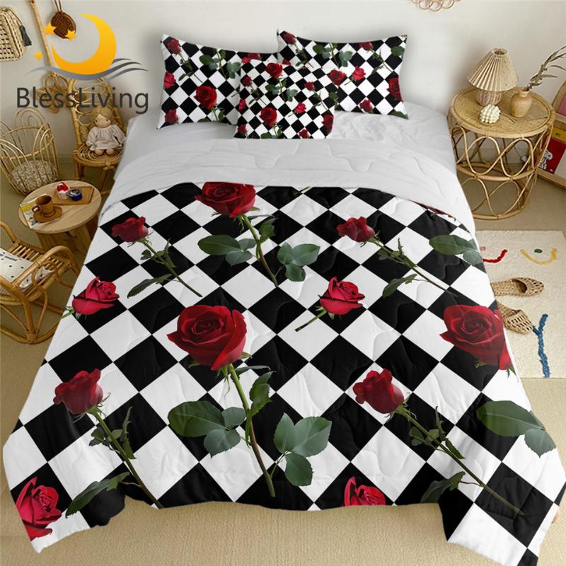 BlessLiving Classic Quilt Set Geometric Air-conditioning Comforter 3D Print Rose Bedding Black White Modern Summer Blanket 4pcs
BlessLiving Classic Quilt Set Geometric Air-conditioning Comforter 3D Print Rose Bedding Black White Modern Summer Blanket 4pcs