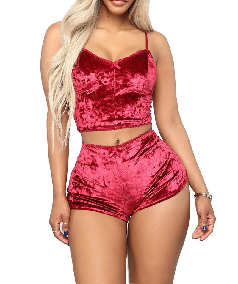 Women Sexy Underwear Velvet Pajamas Set Crop Top +Shorts Jumpsuit Fashion Ladies Suits, Army green
Women Sexy Underwear Velvet Pajamas Set Crop Top +Shorts Jumpsuit Fashion Ladies Suits, Army green