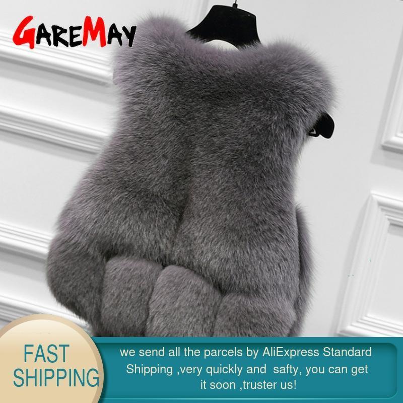 Faux Fur Coat Winter Fur Vest For Women Warm short waistcoat female casual loose Fur jacket sleeveless Women's Coat Vests 201211
