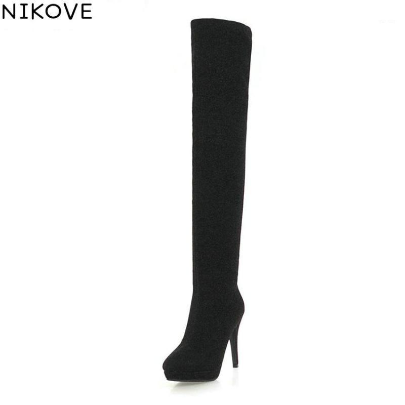 NIKOVE 2020 Women Boots Over The Knee Boots Pointed Toe Winter Shoes Slip on High Heels Platform Autumn Shoes Woman Size 34-431, Silver
NIKOVE 2020 Women Boots Over The Knee Boots Pointed Toe Winter Shoes Slip on High Heels Platform Autumn Shoes Woman Size 34-431, Silver