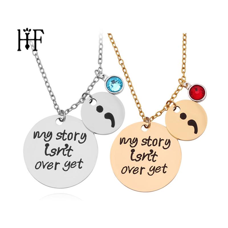 Carved My Story Isn't Over Yet Semicolon Necklace 12 Types Crystal Bead Charm Pendant Gifts For Women Girl Family Collier Femme
Carved My Story Isn't Over Yet Semicolon Necklace 12 Types Crystal Bead Charm Pendant Gifts For Women Girl Family Collier Femme