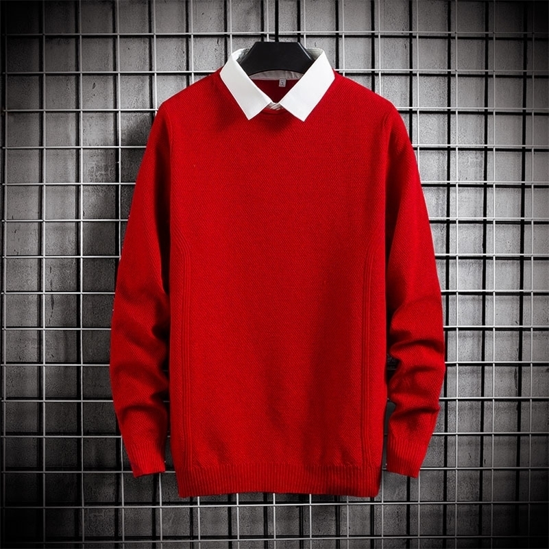 Fit Knitted Mens Fake Two-piece Solid Pullover Sweater Shirt Pull Up Long Sleeve Jumper Autumn Male Sweaters Pullovers New 201201, Se808 black
Fit Knitted Mens Fake Two-piece Solid Pullover Sweater Shirt Pull Up Long Sleeve Jumper Autumn Male Sweaters Pullovers New 201201, Se808 black