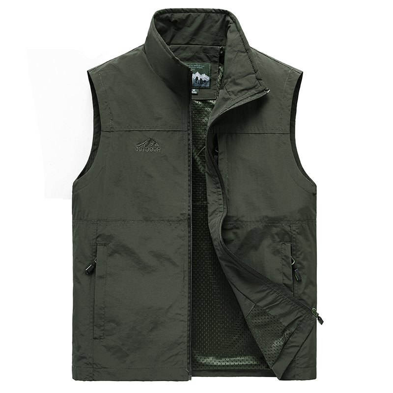 Sleeveless Vest Men Summer Breathable Waistcoat Multipockets Vest Jacket Men Outdoor Fishing Photography Vest Travel Clothes 7XL 201120