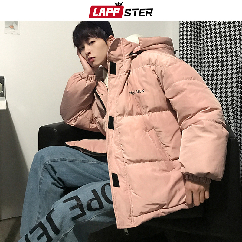 LAPPSTER Men Black Streetwear Bubble Coat Winter Jackets Mens Korean Hooded Puffer Jacket Coats Male Harajuku Hip Hop Parka 201123