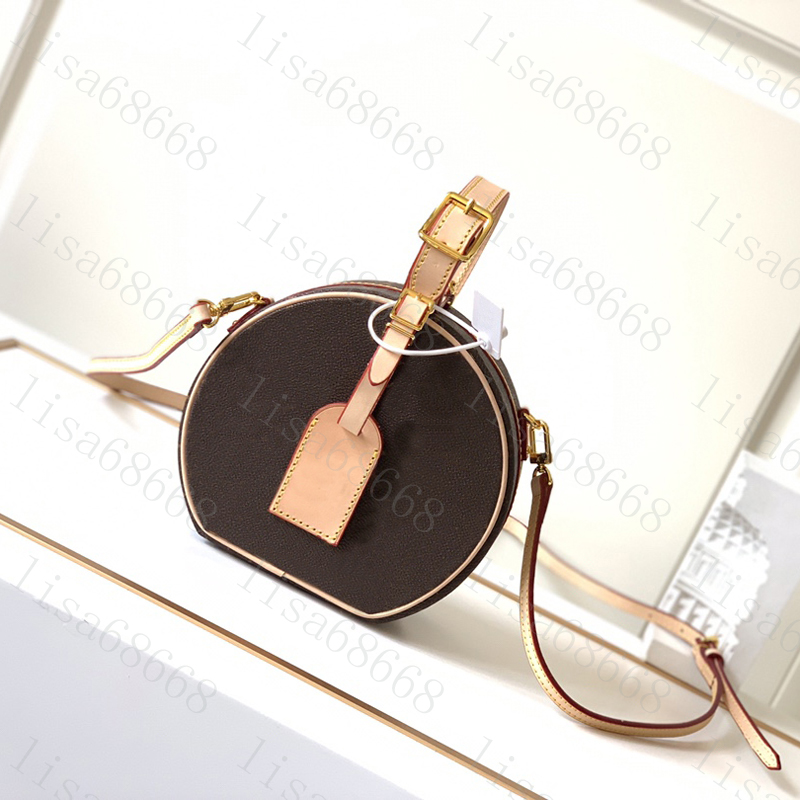 2021 Women's Genuine Leather Bag Luxury Designers Wallet Round Mother Girls Shoulder Handbag Messenger Wooden Box Women Cosmetic Bags M43514, Brown
2021 Women's Genuine Leather Bag Luxury Designers Wallet Round Mother Girls Shoulder Handbag Messenger Wooden Box Women Cosmetic Bags M43514, Brown