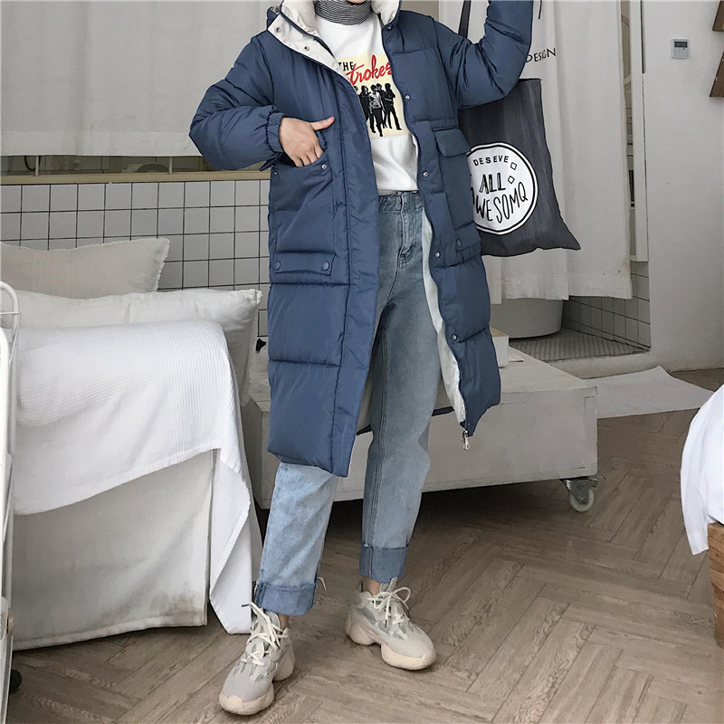 Causal hooded ladies Coat Long Coats Parka oversize Colour jacket mid-long women winter thick jacket down jacket women winter T200114