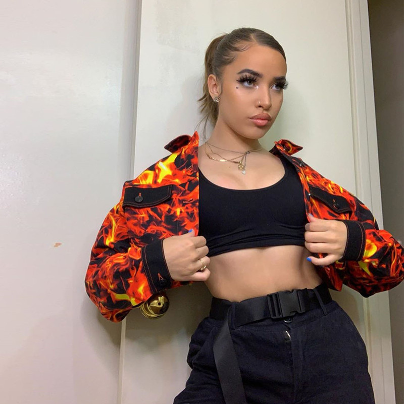 Darlingaga Streetwear Flame Printed Autumn Jacket Coat Women Festival Fire Fashion Bomber Jacket Winter Outwear Basic Jackes New T200111