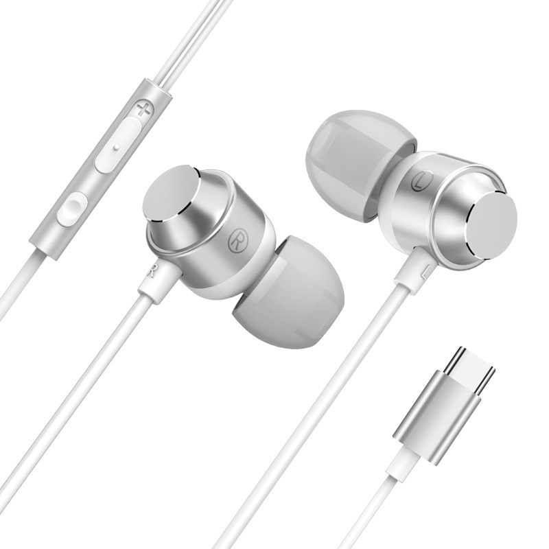 USB Type C Earphones with Line Control Stereo in Ear Earbuds Headphones with Microphone Bass Earbud with Volume Control