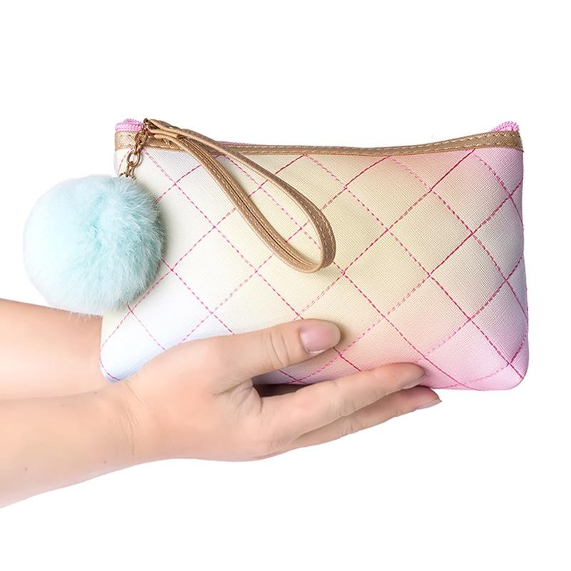 Fashion PU Leather Colorful Lattice Cosmetic storage Bag Large Capacity Plush Ball Zipper Travel Toiletry Make Up Storage Bags
Fashion PU Leather Colorful Lattice Cosmetic storage Bag Large Capacity Plush Ball Zipper Travel Toiletry Make Up Storage Bags