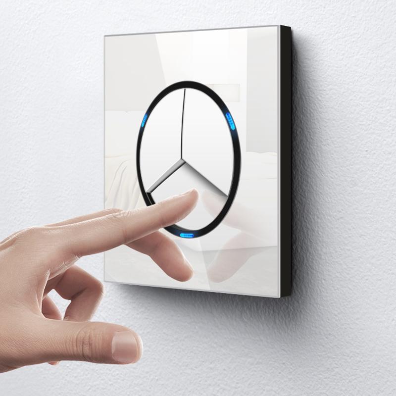 Random Click On / Off Wall Light Switch With LED Indicator Pass Through Switch Switched Glass Panel,2 way 
Random Click On / Off Wall Light Switch With LED Indicator Pass Through Switch Switched Glass Panel,2 way